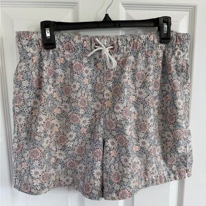 Abercrombie & Fitch Floral Lounge or Swim Shorts in Gray with Blush Accents